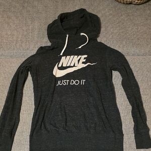 Nike Charcoal  Tee With Hood And  White Logo